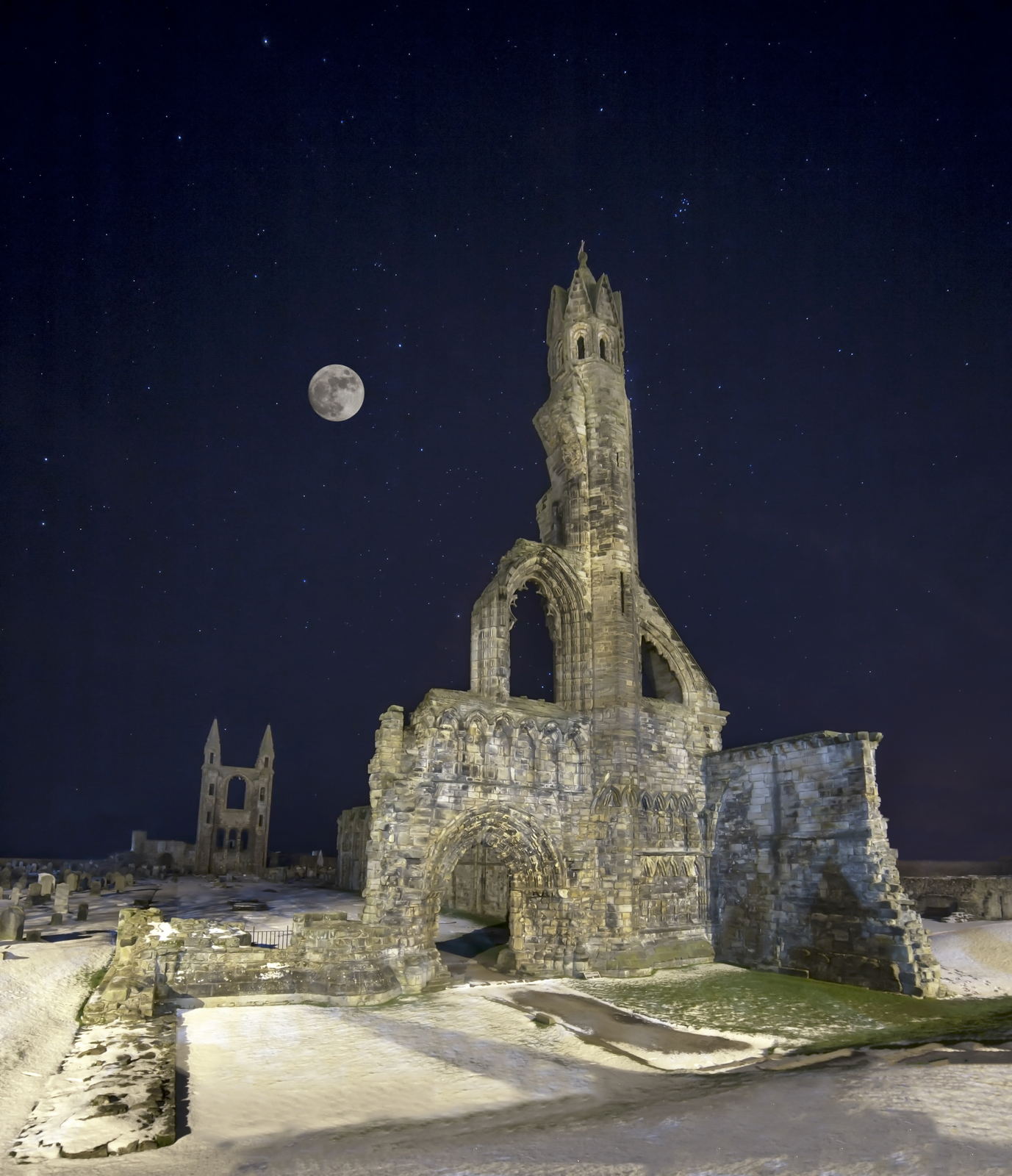 Snow, stars, St Andrews, St Andrews photography print