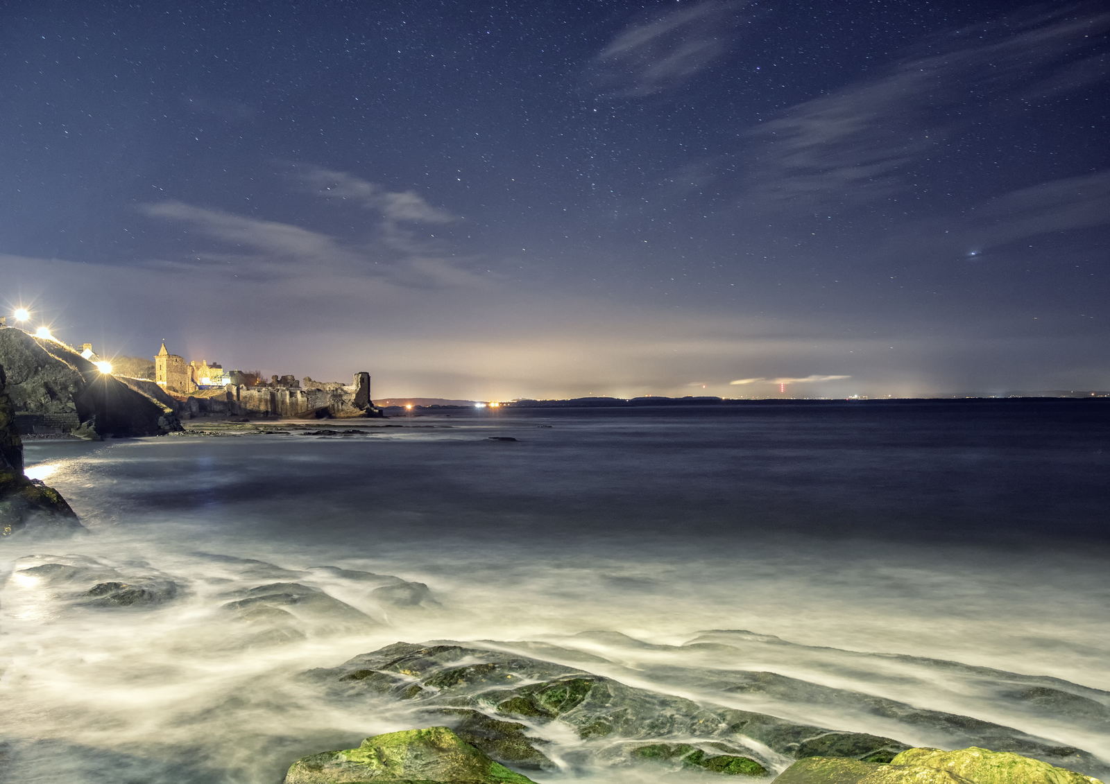 A stormy sea and a starry sky, St Andrews photography print